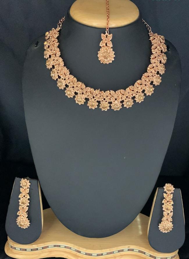 Stone Studded Gold Tone Designer Necklace Set